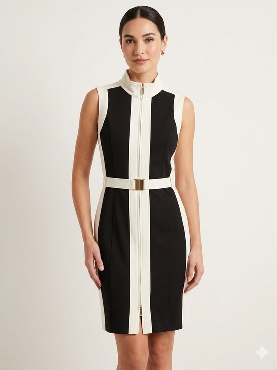 Calvin Klein Dresses & Skirts - Calvin Klein Colorblock Zip-Front Sheath Dress Size 14 NEW
